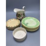 A group of Wedgwood Queensware, 19th century, including ten strawberry plates, a coaster, a jug