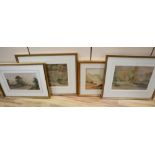 G. E. Lees, River landscapes with cottages, watercolour, a pair, 23 x 33cm and sundry pictures
