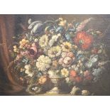 17th century Dutch style, oil on board, Still life of flowers in a vase, 55 x 65cm