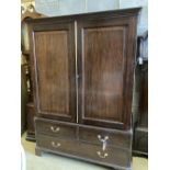 A George III mahogany panelled linen press, width 135cm, depth 62cm, height 190cm