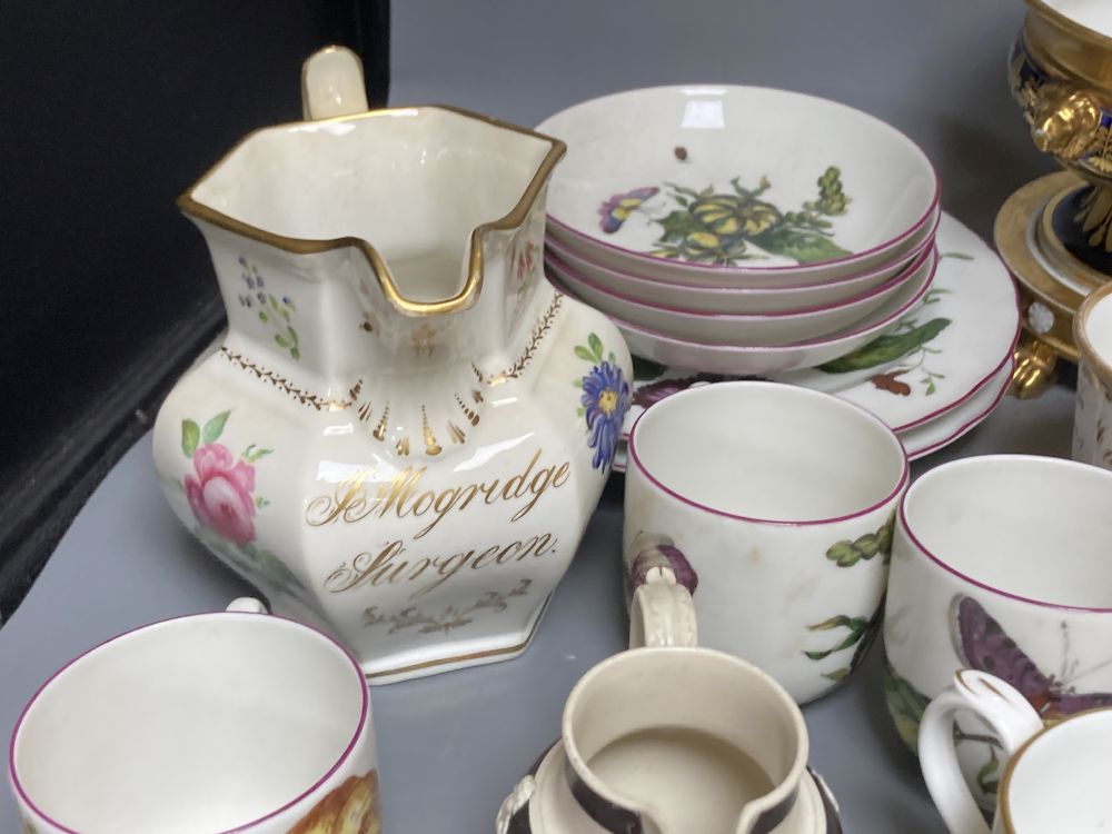 A collection of 19th - 20th century ceramics, including a Coalport floral painted jug, mugs, etc. - Image 4 of 5