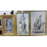 Three Old Master engravings, Studies of statuary, largest 34 x 21cm