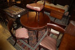 An early 20th century mahogany centre table, 105cm diameter together with four early Victorian