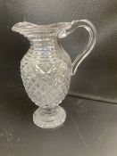 A George IV step and hobnail cut glass ewer, c.1830, 26cm, crack to handleCONDITION: Andrew Rudebeck