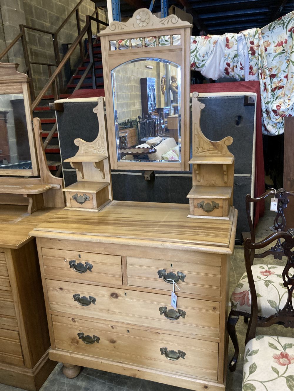 A late Victorian walnut dressing chest, width 90cm, depth 47cm, height 180cm - Image 2 of 5