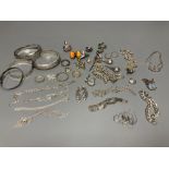 Assorted mainly silver jewellery including bangles, bracelets including charm, necklaces,