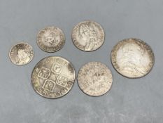 Great Britain, 17th/18th century silver coins, Charles II undated twopence, F and threepence 1683,