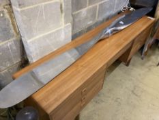 An aluminium propellor ornament, length 228cm