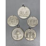 Great Britain, five Royal commemorative tin-lead alloy medals, 1810-1842, King George III, 1810
