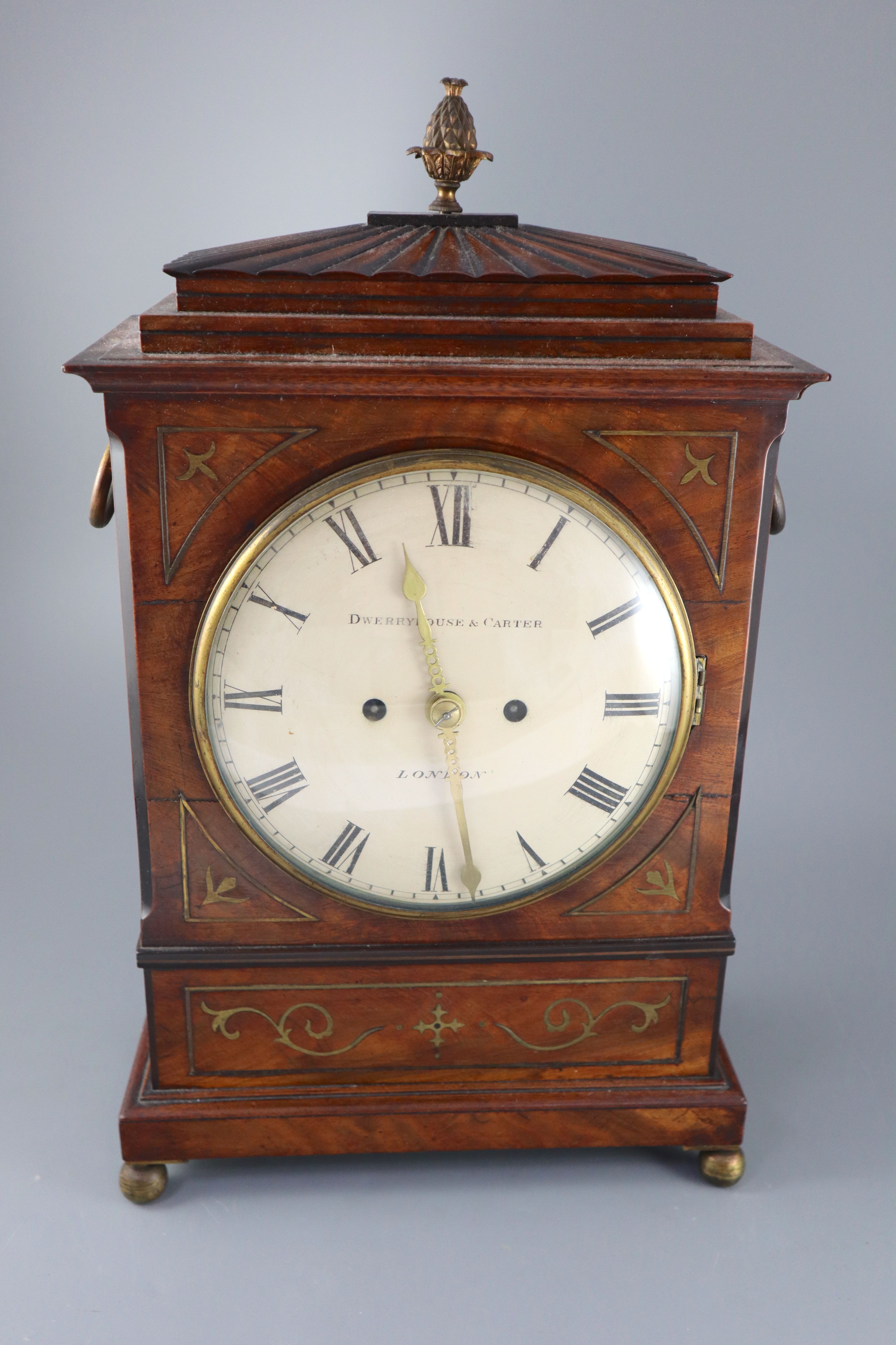 Dwerryhouse & Carter of London. A Regency brass inset mahogany mantel clock, with architectural case - Image 2 of 6