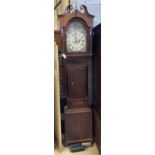 A Victorian oak eight-day longcase clock with painted Roman dial, height 222cm
