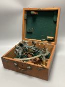 A cased 19th century brass sextant by Wilson, Gillie, Bruce & Sons Ltd, Cardiff (corroded)