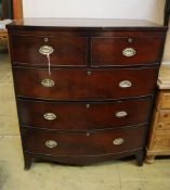 A Regency mahogany bow front chest, width 102cm, depth 52cm, height 119cm