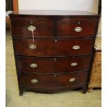 A Regency mahogany bow front chest, width 102cm, depth 52cm, height 119cm