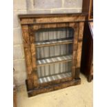 A late Victorian inlaid walnut pier cabinet, width 85cm, depth 31cm, height 109cm