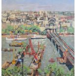 § Peter Spens (20th C.)oil on boardCharing Cross from Shell Tower 1998signed23.5 x 23.5in.CONDITION: