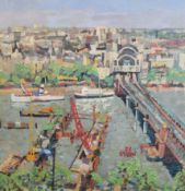 § Peter Spens (20th C.)oil on boardCharing Cross from Shell Tower 1998signed23.5 x 23.5in.CONDITION: