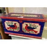 A painted pine box, width 63cm, depth 31cm, height 30cm