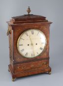 Dwerryhouse & Carter of London. A Regency brass inset mahogany mantel clock, with architectural case