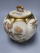 A late Victorian Royal Worcester bulbous jar and cover, date code 1892-3, 17cm