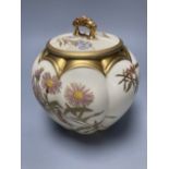 A late Victorian Royal Worcester bulbous jar and cover, date code 1892-3, 17cm