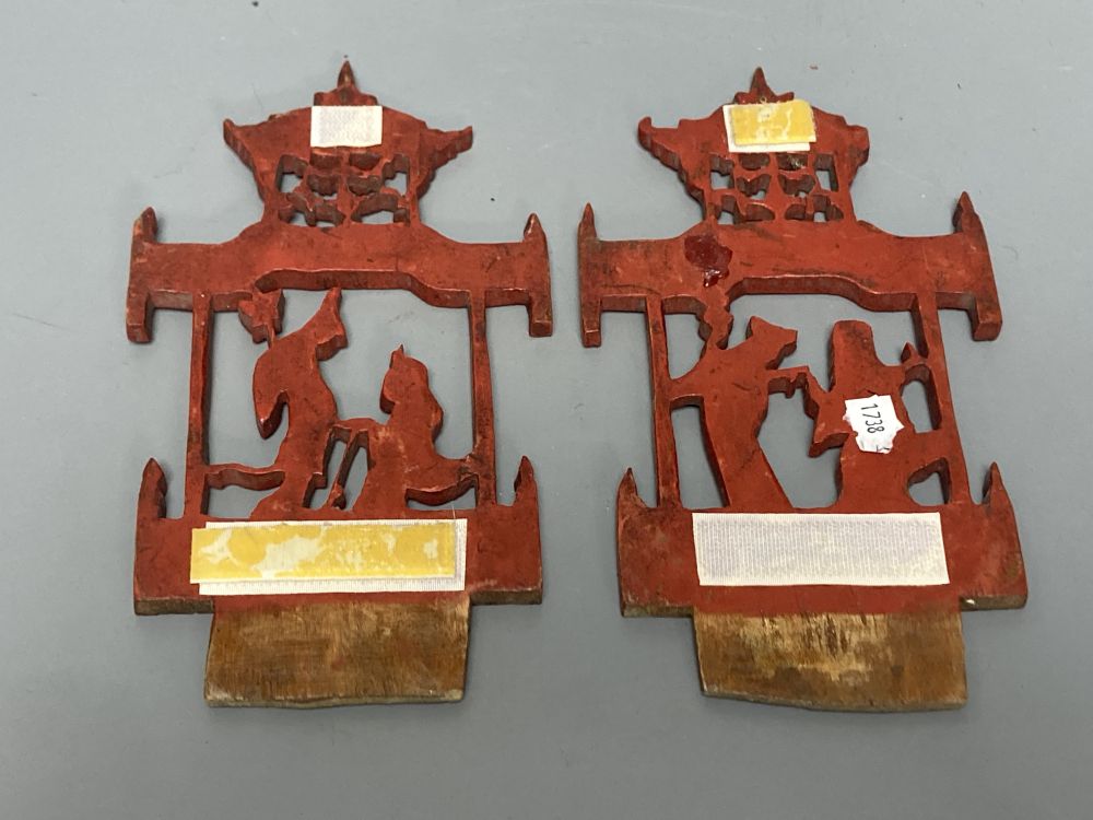 A group of Chinese lacquered wood carvings, tallest 40cm - Image 9 of 11