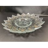 A 19th century Continental gilded glass petal-lobed dish, 24.5cmCONDITION: Andrew Rudebeck