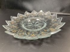 A 19th century Continental gilded glass petal-lobed dish, 24.5cmCONDITION: Andrew Rudebeck