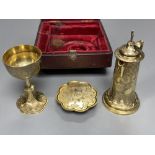 A Victorian cased three piece silver gilt travelling communion set by Edward & John Barnard, London,