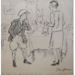 George Belcher (1875-1947), original pencil cartoon, Jockey and wife, 'George I weighed baby this