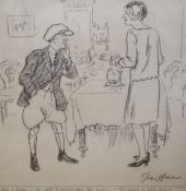 George Belcher (1875-1947), original pencil cartoon, Jockey and wife, 'George I weighed baby this