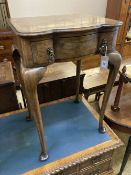 A Queen Anne Revival walnut side table, width 47cm, depth 40cm, height 70cm