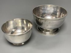 Two silver sugar bowls, with obliterated hallmarks and new London Assay Office hallmarks, largest