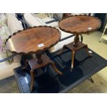 A pair of Regency style mahogany oval galleried wine tables, width 45cm, depth 37cm, height 47cm