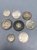 Great Britain, Queen Victoria, 1837-1901, One Penny Model, four sixpence coins and a threepence