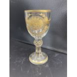 A Bohemian gilded glass goblet, c.1900, decorated with an Austrian Imperial Eagle, 18.