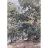 Thomas Churchyard (1798-1865)watercolour'Country Lane'inscribed Appleby Brothers label verso, Spring