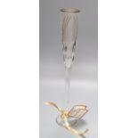 Two Royal Brierley tall glass champagne flutes, boxed, 40cm