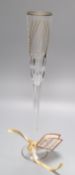 Two Royal Brierley tall glass champagne flutes, boxed, 40cm