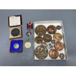 A group of Queen Victoria to George VI coronation medals, bronze and silver together with a Stockton