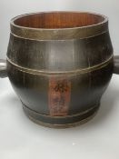 A Chinese coopered wood storage container, height 38cm