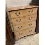 A small Georgian style stripped pine chest of drawers, width 64cm, depth 39cm, height 86cm