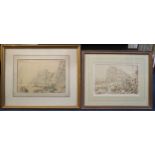 Antonio Senape (1788-1850)two ink on paper drawingsCastello di Provida and Castello di Padua?both