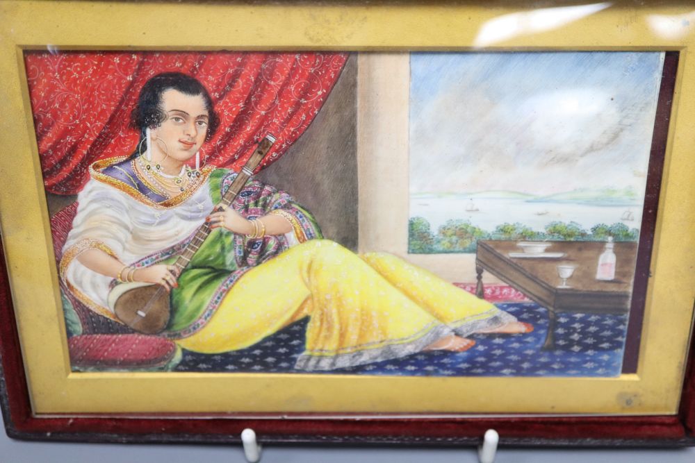 A late 19th century Indian School, gouache, lady playing a sitar - Image 4 of 4