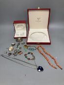 Two Must de Cartier jewellery boxes and a small quantity of jewellery including costume and a