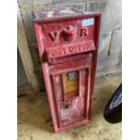 A Victorian cast iron postbox, width 26cm, depth 32cm, height 71cm