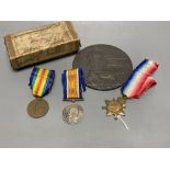 A WWI trio (Mons star) and death plaque to Lieutenant R M Stephens, Royal West Kent regiment