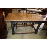 A small 18th century style oak refectory dining table, width 152cm, depth 75cm, height 76cm