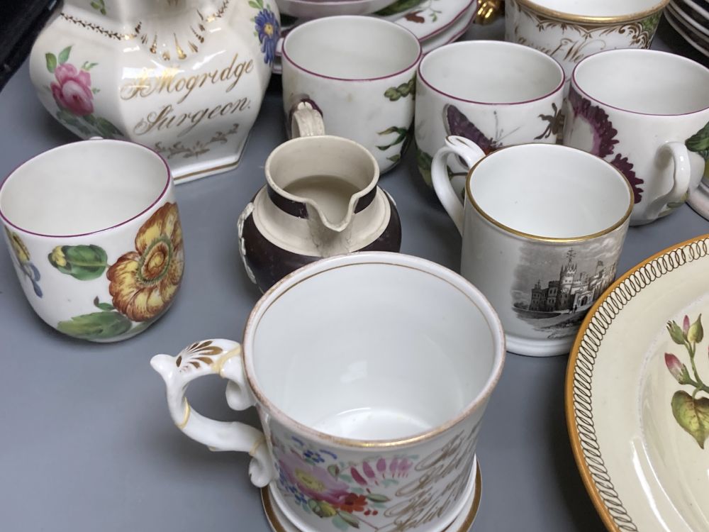 A collection of 19th - 20th century ceramics, including a Coalport floral painted jug, mugs, etc. - Image 3 of 5