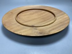 A Contemporary shallow turned wood bowl, diameter 39cm